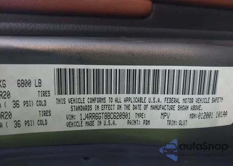 2011 Jeep Grand Cherokee Overland from USA, damaged, VIN 1J4RR6GT8BC620901